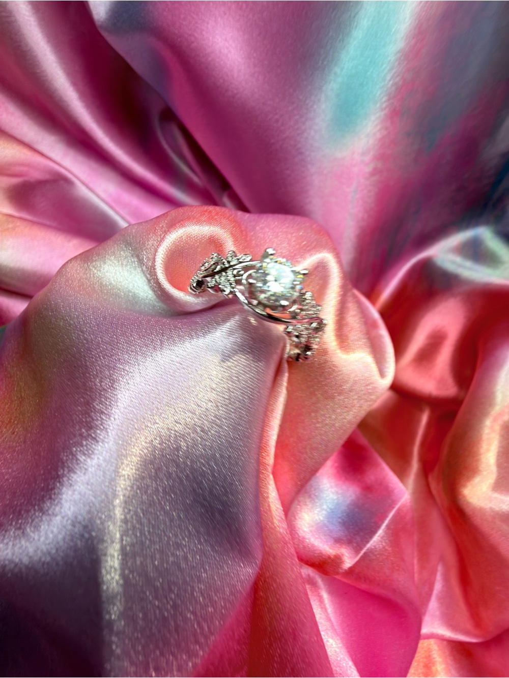 New 1 Carat Moissanite Ring with whimsy of nature, vines with intricate Band